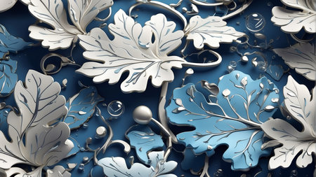 3d illustration of abstract background with floral ornament. Pattern for fabric, wallpaper, packaging.の素材