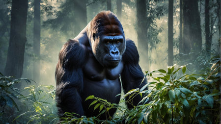 Gorilla in the rainforest. Wildlife scene from nature.の素材