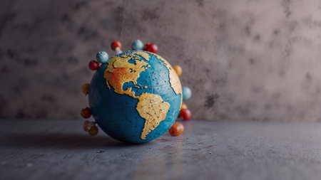 Globe on a wooden table. Conceptual image of Earth Day.の素材