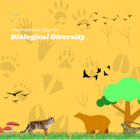 Animal illustration with wild animals in the forest. Vector illustration of nature.の写真素材