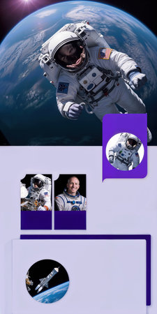 Composite image of astronaut against white background against composite image of planet earthの素材