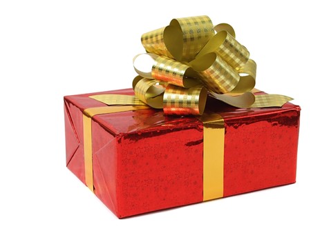 Red gift over white