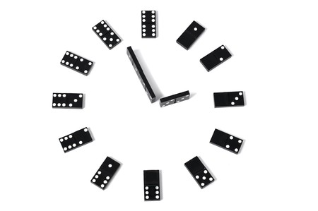 Dominoes clock isolated on white backgroundの写真素材