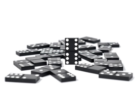 Dominoes over whiteの写真素材