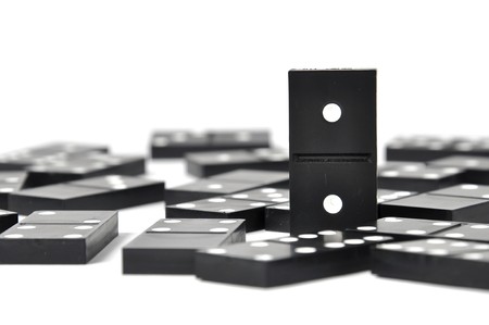 Dominoes over whiteの写真素材