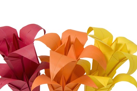 Origami flowers isolated on white backgroundの写真素材