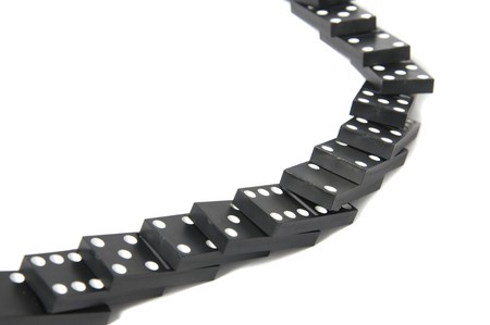 Black dominoes isolated on white backgroundの写真素材