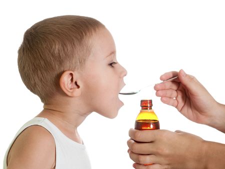 Medicine liquid syrup for flu and cold healthcareの写真素材
