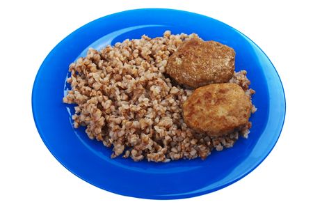 Meat food - fried cutlet buckwheat for dinner mealの写真素材