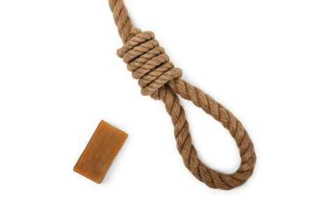 Gallows hanging rope knot tied noose and soap bar
