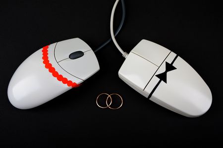 Computer communication internet dating flirt loveの写真素材