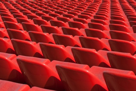 Empty soccer sport stadium bleacher seat chair rowの写真素材