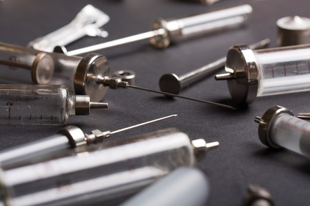 Medicine vaccination injecting reusable syringeの写真素材