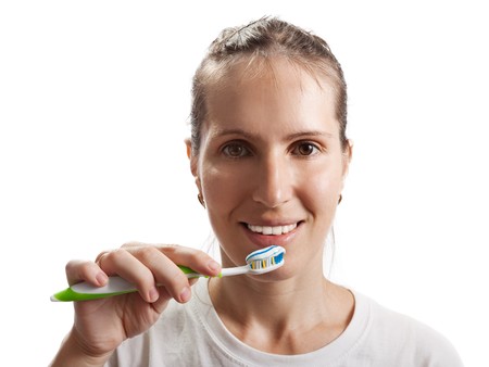 Women and dental hygiene toothbrush brushing teethの写真素材
