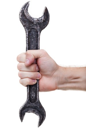 Steel metal wrench work spanner hand tool equipmentの写真素材