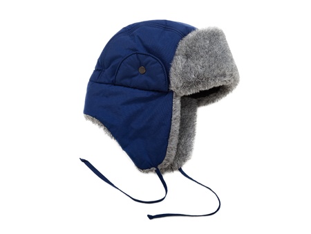 Cold winter season clothing - woven fur hat or capの写真素材