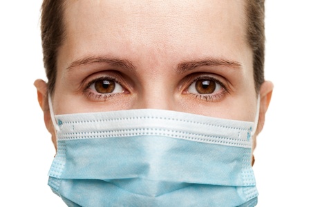 Cold flu illness women in medicine healthcare maskの写真素材
