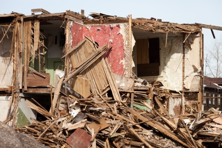 Hurricane earthquake disaster damage ruined houseの写真素材