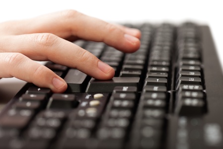Business human hand working pc computer keyboardの写真素材