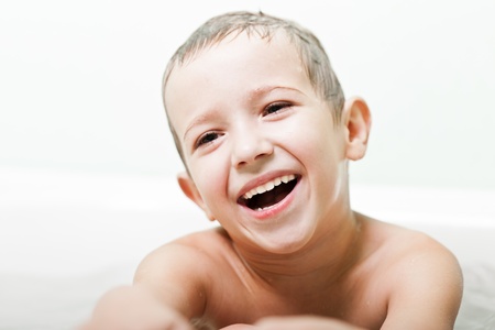 Little cheerful child boy happiness fun smilingの写真素材