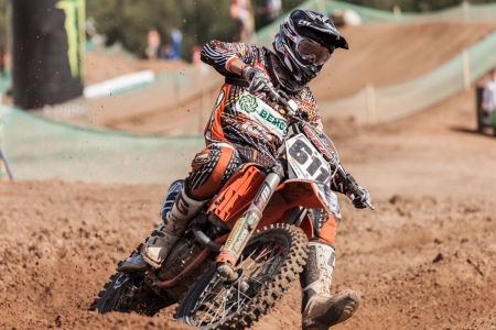 SEMIGORJE, RUSSIA - JULY 22: Grand Prix of Russia of FIM Motocross World Championship MX1 and MX2 Series on July 22, 2012 in Semigorje, Russiaのeditorial素材