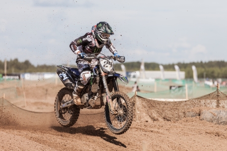 SEMIGORJE, RUSSIA - JULY 22: Grand Prix of Russia of FIM Motocross World Championship MX1 and MX2 Series on July 22, 2012 in Semigorje, Russiaのeditorial素材