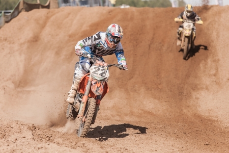 SEMIGORJE, RUSSIA - JULY 22: Grand Prix of Russia of FIM Motocross World Championship MX1 and MX2 Series on July 22, 2012 in Semigorje, Russiaのeditorial素材