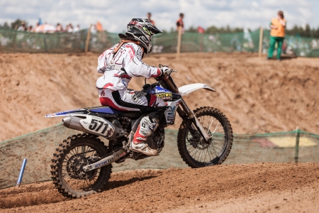 SEMIGORJE, RUSSIA - JULY 22: Grand Prix of Russia of FIM Motocross World Championship MX1 and MX2 Series on July 22, 2012 in Semigorje, Russiaのeditorial素材