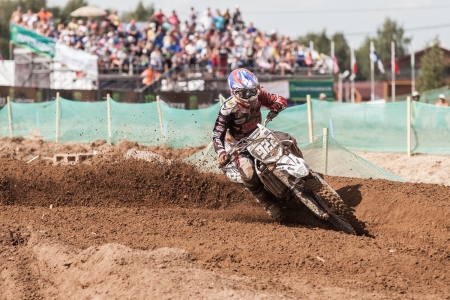 SEMIGORJE, RUSSIA - JULY 22: Grand Prix of Russia of FIM Motocross World Championship MX1 and MX2 Series on July 22, 2012 in Semigorje, Russiaのeditorial素材