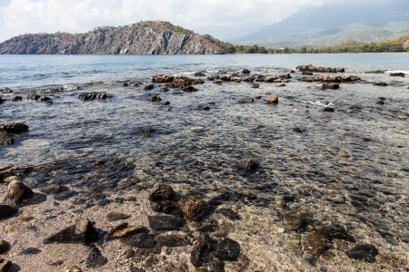South sea harbour bay of Ancient Lycian Phaselis city at Turkey Antalyaの写真素材