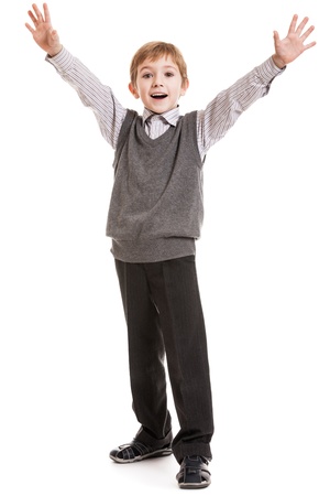 Little gesturing child boy happiness fun smilingの写真素材