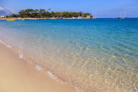 Summer vacations - blue Mediterranean sea and Moonlight park sand beach resort of Turkey Kemerの写真素材