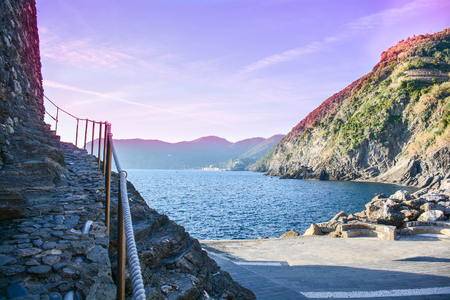cinque terre monterosso bay italyの写真素材