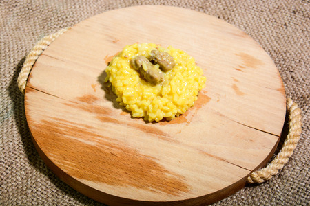 risotto with saffron sausage and chili pepperの写真素材