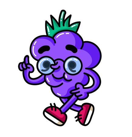 Pear. Vector flat cartoon color icon with emotions. For menu, poster, label. Isolated on white background. Hand drawn sketch linear comic styleのイラスト素材