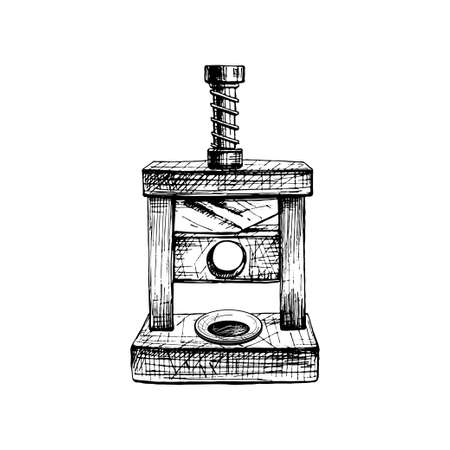 Cutting guillotine cigar. Vintage hatching vector black illustration isolated on white background.のイラスト素材