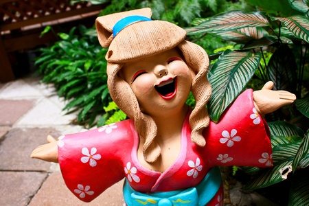 pottery in gardenの写真素材