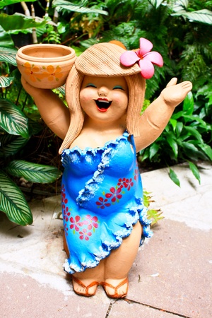 pottery in gardenの写真素材