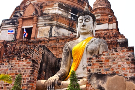 Ruined Old Temple of Ayutthaya, Thailandの写真素材
