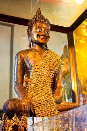 Smile Buddha in Temple of Ayutthaya, Thailandの写真素材