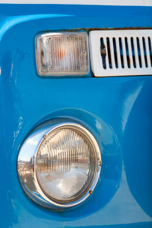 detail of old and surfer blue vanの写真素材