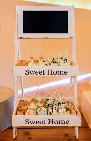 vintage wedding table with cakesの写真素材