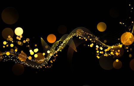 abstract lines and circles on black backgroundの写真素材