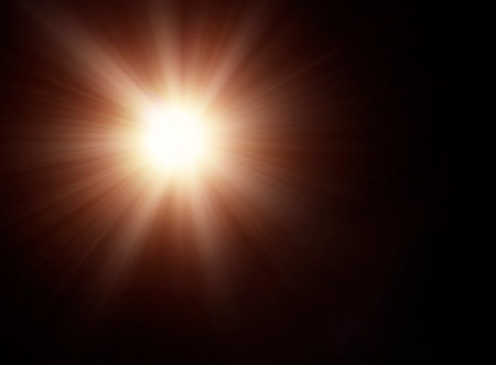 Abstract of sun with lens flare. Natural background and texture for design.の写真素材