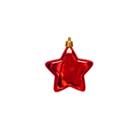 Christmas red star isolated on transparent backgroundの写真素材