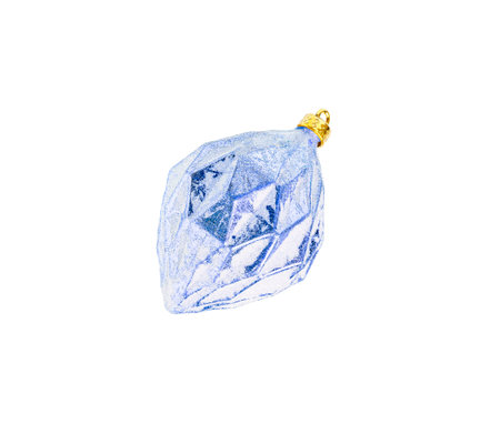 Christmas ball made of blue glass with sparkles isolated on a transparent background close-upの写真素材