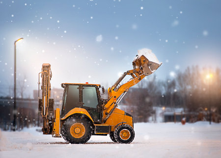 snow removal equipment in a snowy park