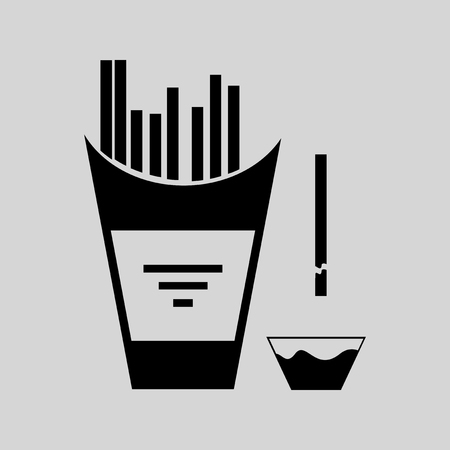 Flat in black and white French friesのイラスト素材