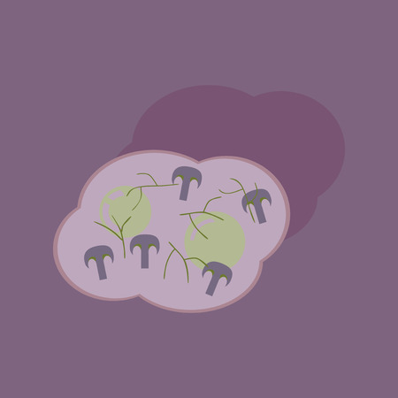 Flat with shadow Icon fried eggs mushroomsのイラスト素材