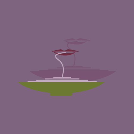 Flat with shadow Icon plate spaghetti lipsのイラスト素材